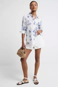 Рубашка с принтом «Морской берег» River Island, белый