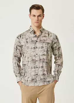 Рубашка с принтом Network, коричневый