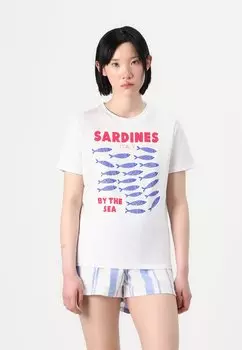 Рубашка с принтом PCMOLLY O NECK TEE Pieces, белый