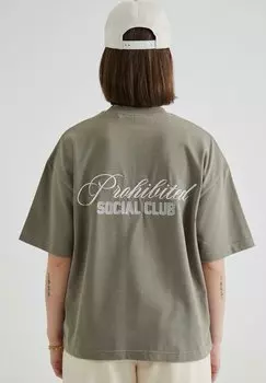 Рубашка с принтом PROHIBITED, зеленый