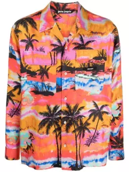 Рубашка с принтом Psychedelic Palms PALM ANGELS, оранжевый