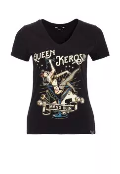 Рубашка с принтом, разноцветным ретро-принтом и нашивкой с логотипом Mans Ruin Queen Kerosin, черный