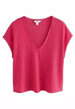 Рубашка с принтом REGULAR FIT SHORT SLEEVE V-NECK Next, розовый