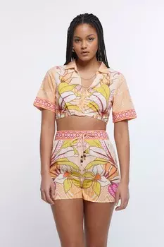 Рубашка с принтом River Island, оранжевый