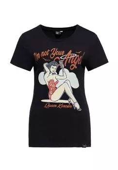 Рубашка с принтом спереди и винтажным дизайном I'm Not Your Angel Queen Kerosin, черный
