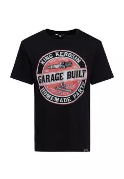 Рубашка с принтом спереди в рабочем стиле Garagebuilt KING KEROSIN, черный