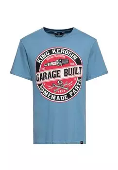 Рубашка с принтом спереди в рабочем стиле Garagebuilt KING KEROSIN, синий