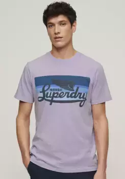 Рубашка с принтом Superdry "SD-CALI STRIPED LOGO T SHIRT", цвет Light Lavendel