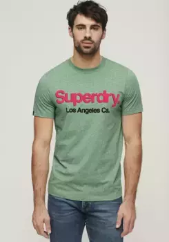 Рубашка с принтом Superdry "SD-CORE LOGO CLASSIC WASHED TEE", зеленый