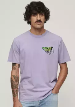 Рубашка с принтом Superdry "SD-NEON TRAVEL CHEST LOOSE TEE", цвет Light Lavendel
