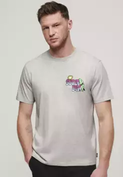 Рубашка с принтом Superdry "SD-NEON TRAVEL CHEST LOOSE TEE", серый