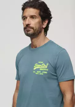 Рубашка с принтом Superdry "SD-NEON VL T SHIRT", синий