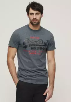 Рубашка с принтом Superdry "SD-VL DUO TEE", с потрескавшимся принтом, цвет Blue Jaspe