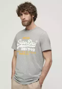 Рубашка с принтом Superdry "SD-VL DUO TEE", с потрескавшимся принтом, серый
