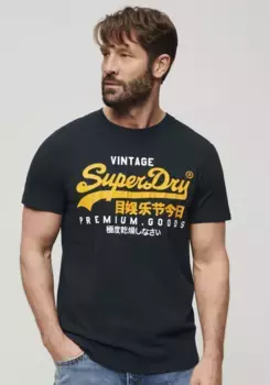 Рубашка с принтом Superdry "SD-VL DUO TEE", с потрескавшимся принтом, цвет Eclipse Navy