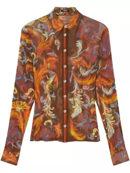 Рубашка с принтом Versace Barocco, коричневый