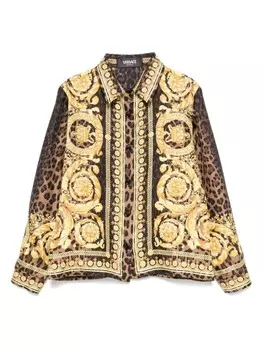 Рубашка с принтом Versace Kids Barocco, золотой