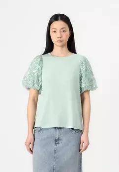 Рубашка с принтом VISIMONIA O NECK VILA, зеленый