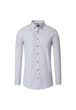 Рубашка с принтом в деловом стиле облегающая фигуру Venti, бежевый