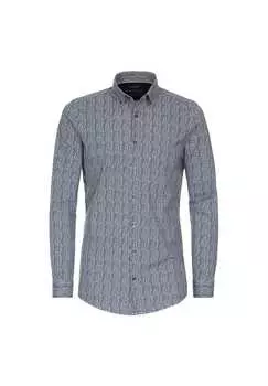 Рубашка с принтом в деловом стиле облегающая фигуру Venti, бирюзовый