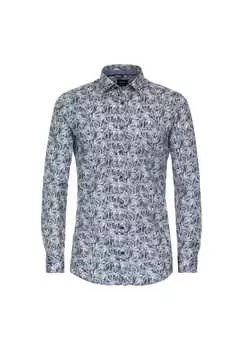 Рубашка с принтом в деловом стиле облегающая фигуру Venti, синий