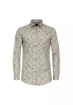 Рубашка с принтом в деловом стиле облегающая фигуру Venti, зеленый