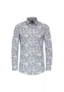 Рубашка с принтом в деловом стиле облегающая фигуру Venti, синий