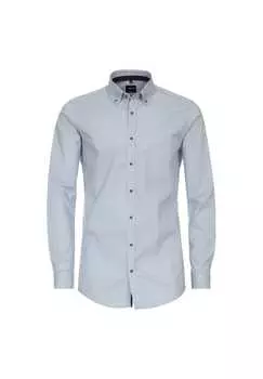 Рубашка с принтом в деловом стиле облегающая фигуру Venti, синий