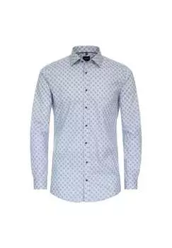 Рубашка с принтом в деловом стиле облегающая фигуру Venti, синий