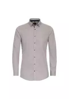 Рубашка с принтом в деловом стиле облегающая фигуру Venti, синий