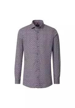 Рубашка с принтом в деловом стиле облегающая фигуру Venti, синий