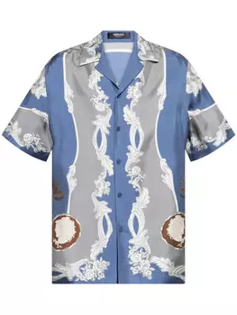 Рубашка с принтом в стиле барокко от Versace, синий