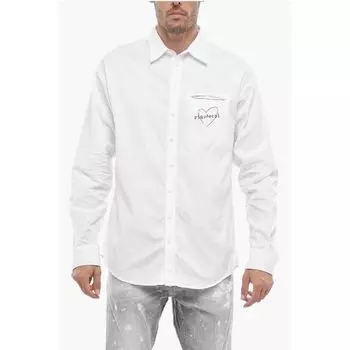 Рубашка с приспущенными плечами и контрастным логотипом Dsquared2, White