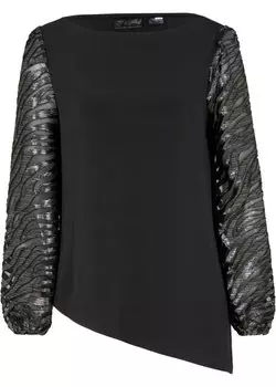 Рубашка с прозрачными рукавами Bpc Selection Premium, черный