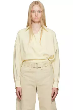 Рубашка с прямым воротником и скрученными деталями Lemaire, цвет almond milk