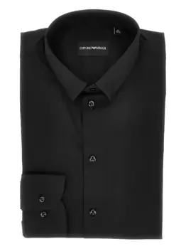 Рубашка с пуговицами на манжетах EMPORIO ARMANI, черный