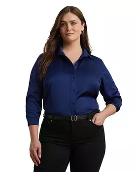 Рубашка с пуговицами спереди Lauren Ralph Lauren Plus, синий