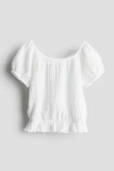 Рубашка с пышными рукавами H&M, белый