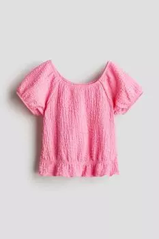 Рубашка с пышными рукавами H&M, розовый