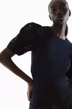 Рубашка с пышными рукавами H&M, синий
