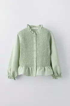 Рубашка с растяженной деталью ZARA, цвет морской волны