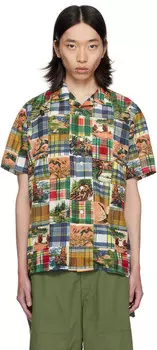 Рубашка с разноцветным лоскутным принтом BEAMS PLUS