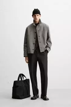 Рубашка с рисунком «елочка» ZARA, серый