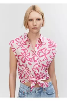 Рубашка с рисунком и бантом Mango, розовый