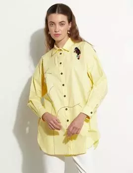 Рубашка с рисунком попугая Светло-желтая Kayra