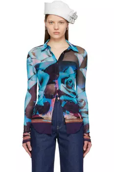 Рубашка с розами Jean Paul Gaultier, мультиколор