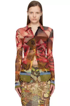 Рубашка с розами Jean Paul Gaultier, мультиколор