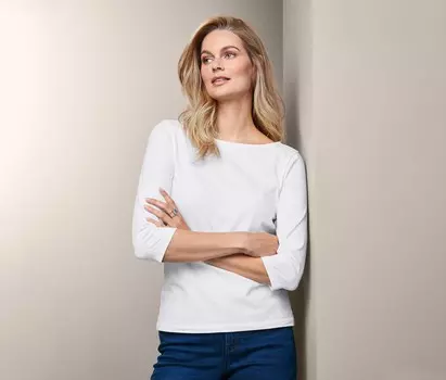 Рубашка с рукавами 3/4 Tchibo, белый