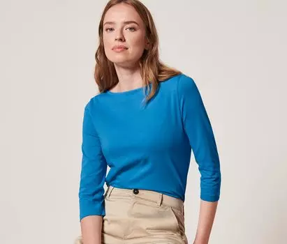 Рубашка с рукавами 3/4 Tchibo, лазурный синий