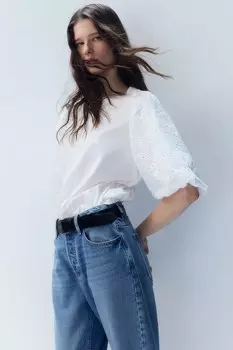 Рубашка с рукавами-фонариками H&M, белый